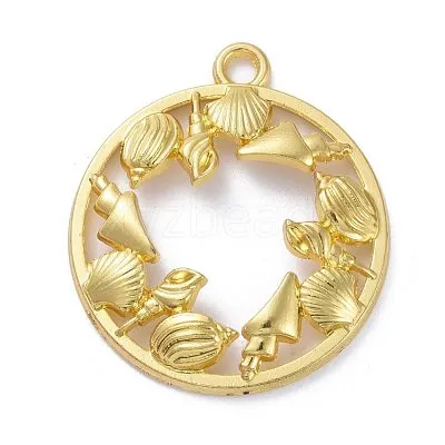 Circle Raised Seashell Frame, gold