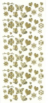 Hearts, Butterflies & Bees Peel Offs, gold