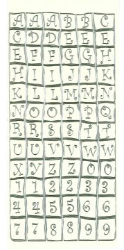 Alphabet and Numbers, silver Peel Offs