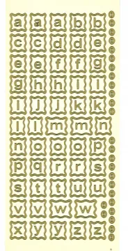 ABC's in Frames, gold Peel Offs