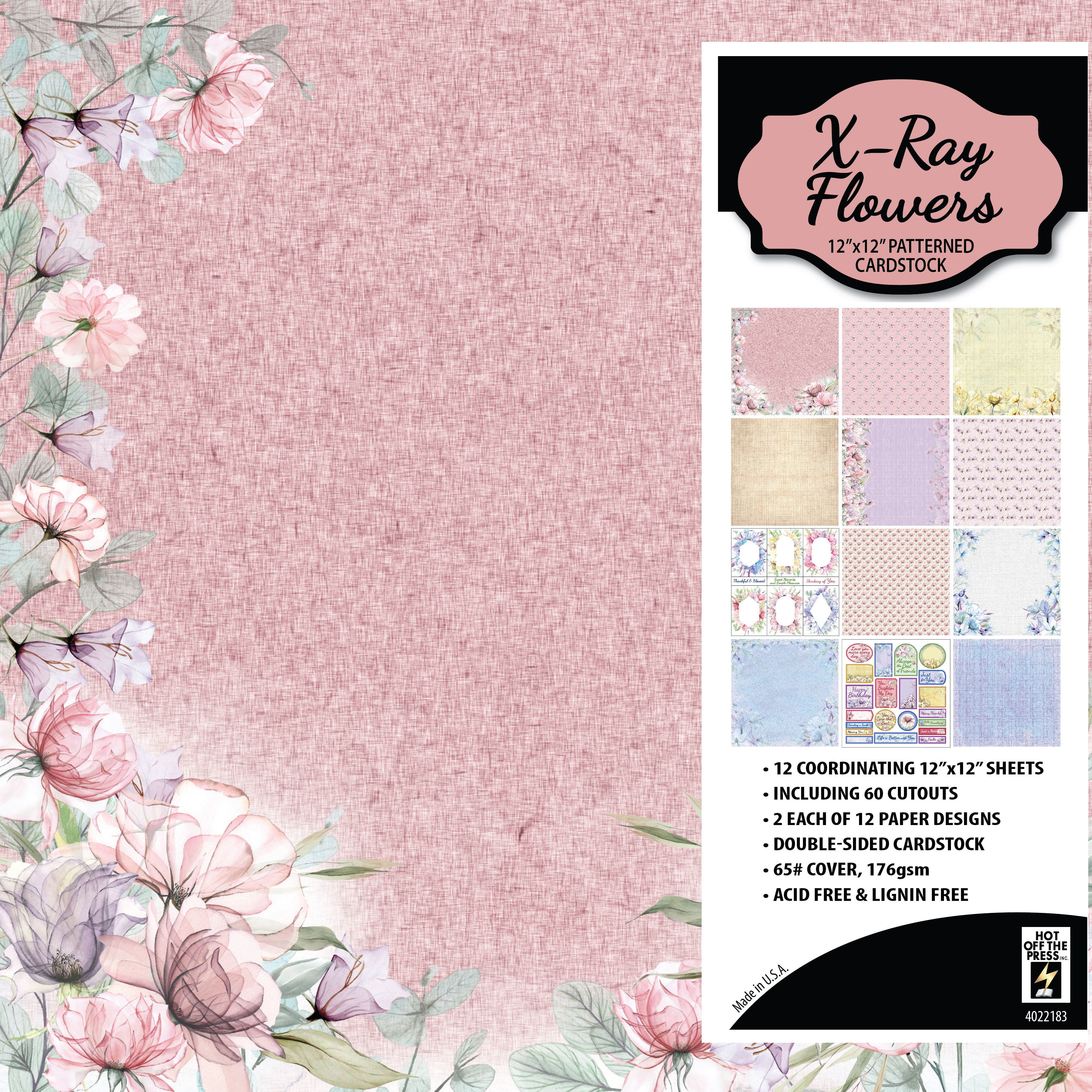 X-Ray Flowers 12x12 Patterned Cardstock