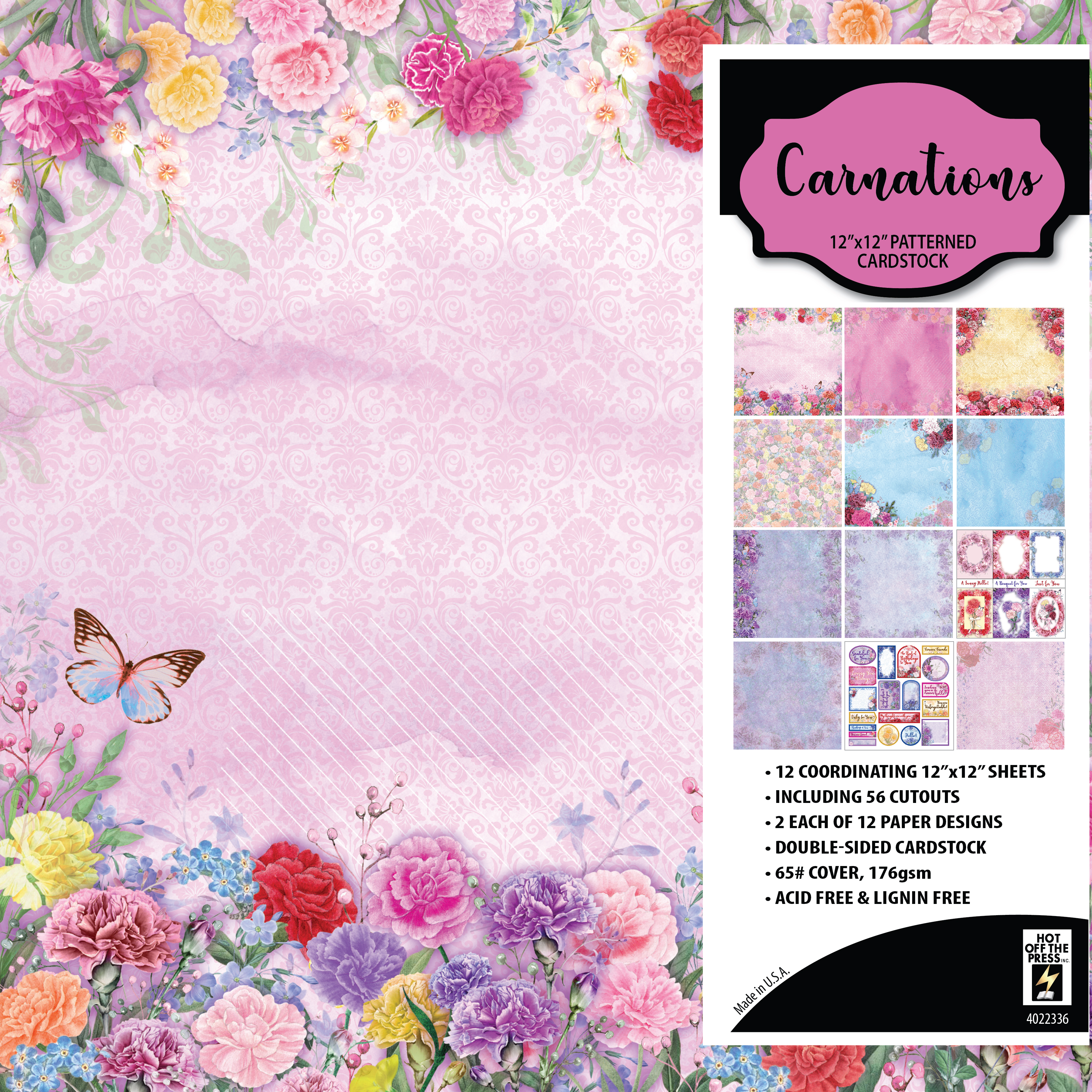 Carnations 12x12 Patterned Cardstock