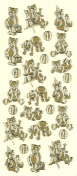 Teddy Bears Gold Peel Off Stickers