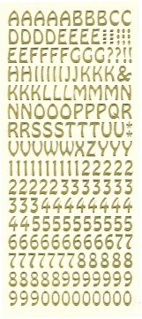 Alphabet & Numbers Gold Peel Off Stickers