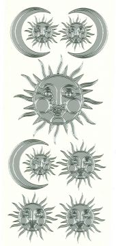 Sun & Moon Silver Peel Off Stickers
