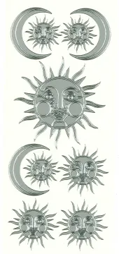 Silver Sun & Moon Peel Off Stickers