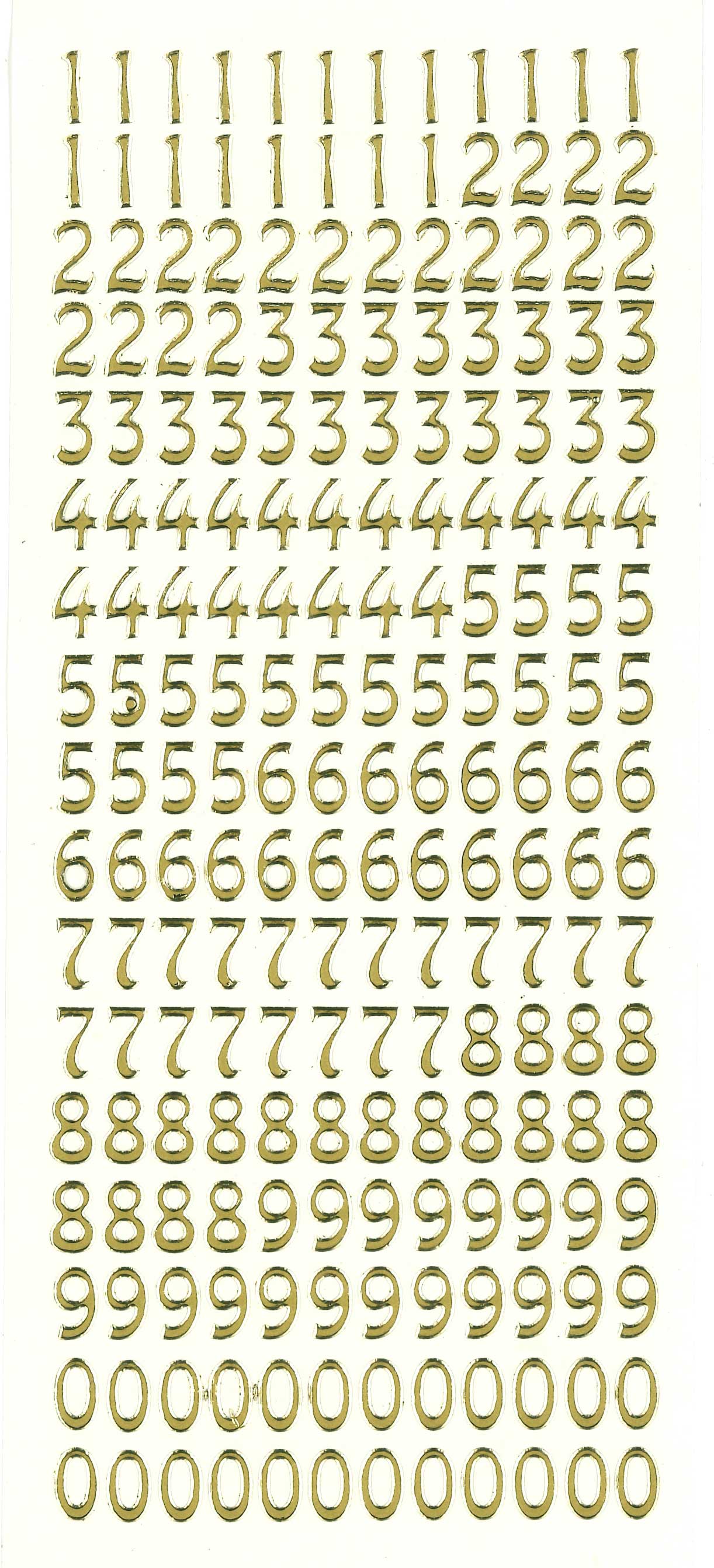 Numbers Gold Peel Off Stickers