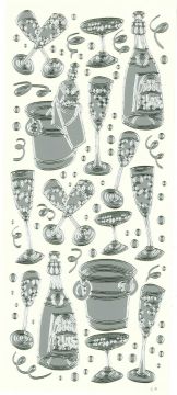 Champagne & Glass Silver Peel Off Stickers
