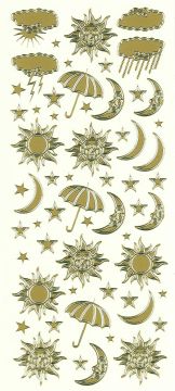 Gold Sun Moon Stars Peel Off Stickers