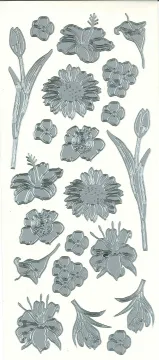 Silver Flowers Peel Off Stickers