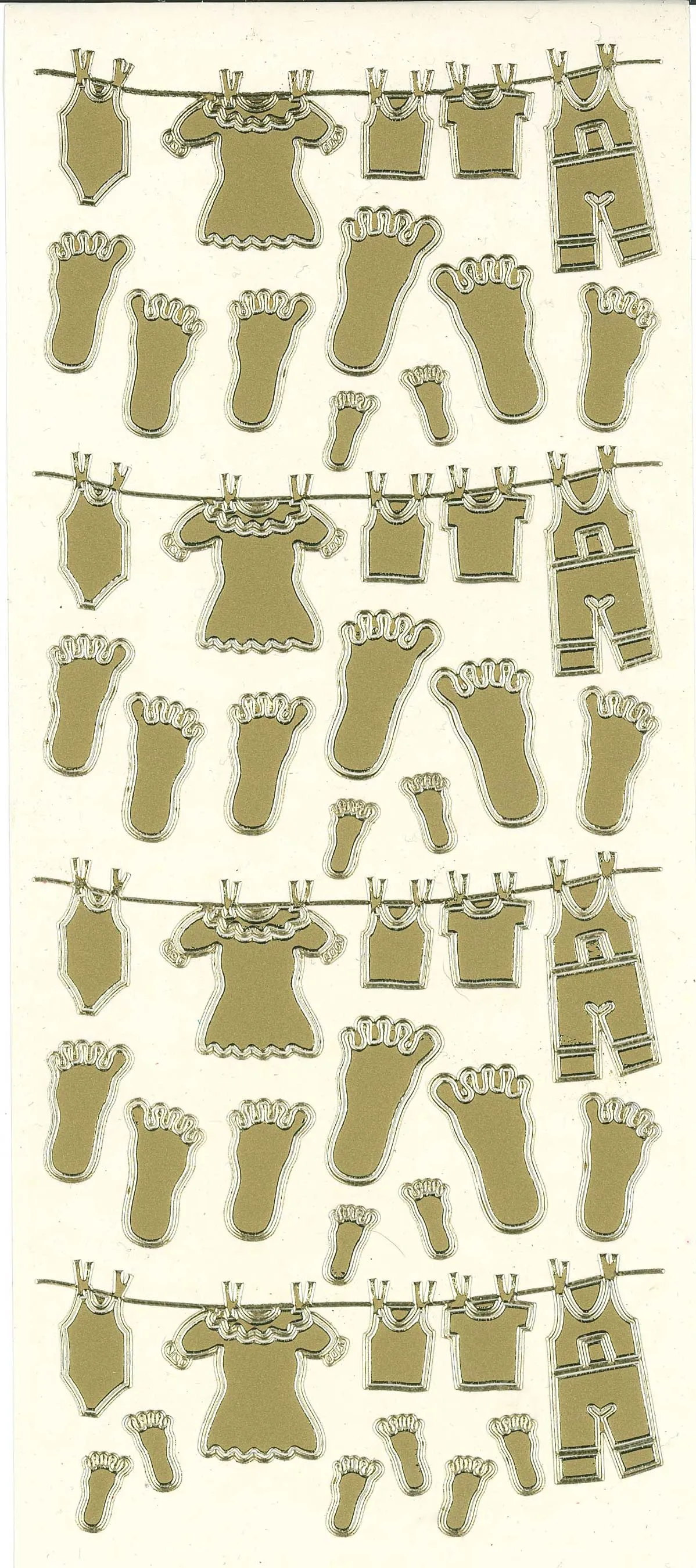 Gold Baby Clothesline Peel Off Stickers