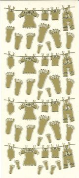 Baby Clothesline Gold Peel Off Stickers