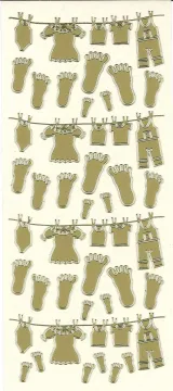 Gold Baby Clothesline Peel Off Stickers