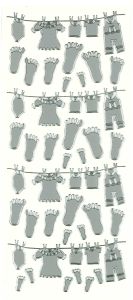 Silver Baby Clothesline Peel Off Stickers