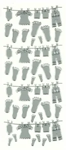 Silver Baby Clothesline Peel Off Stickers