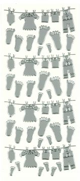 Baby Clothesline Silver Peel Off Stickers
