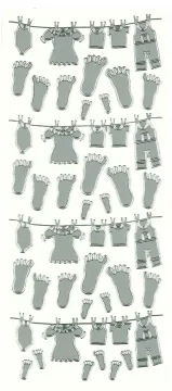 Silver Baby Clothesline Peel Off Stickers