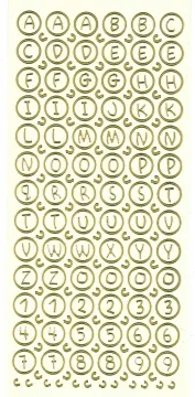 Alphabet Circles Gold Peel Off Stickers