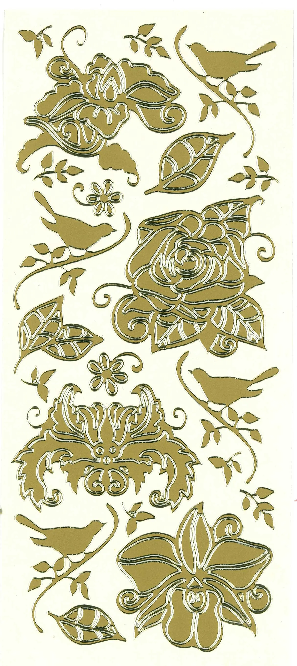 Flowers & Birds Gold Peel Off Stickers