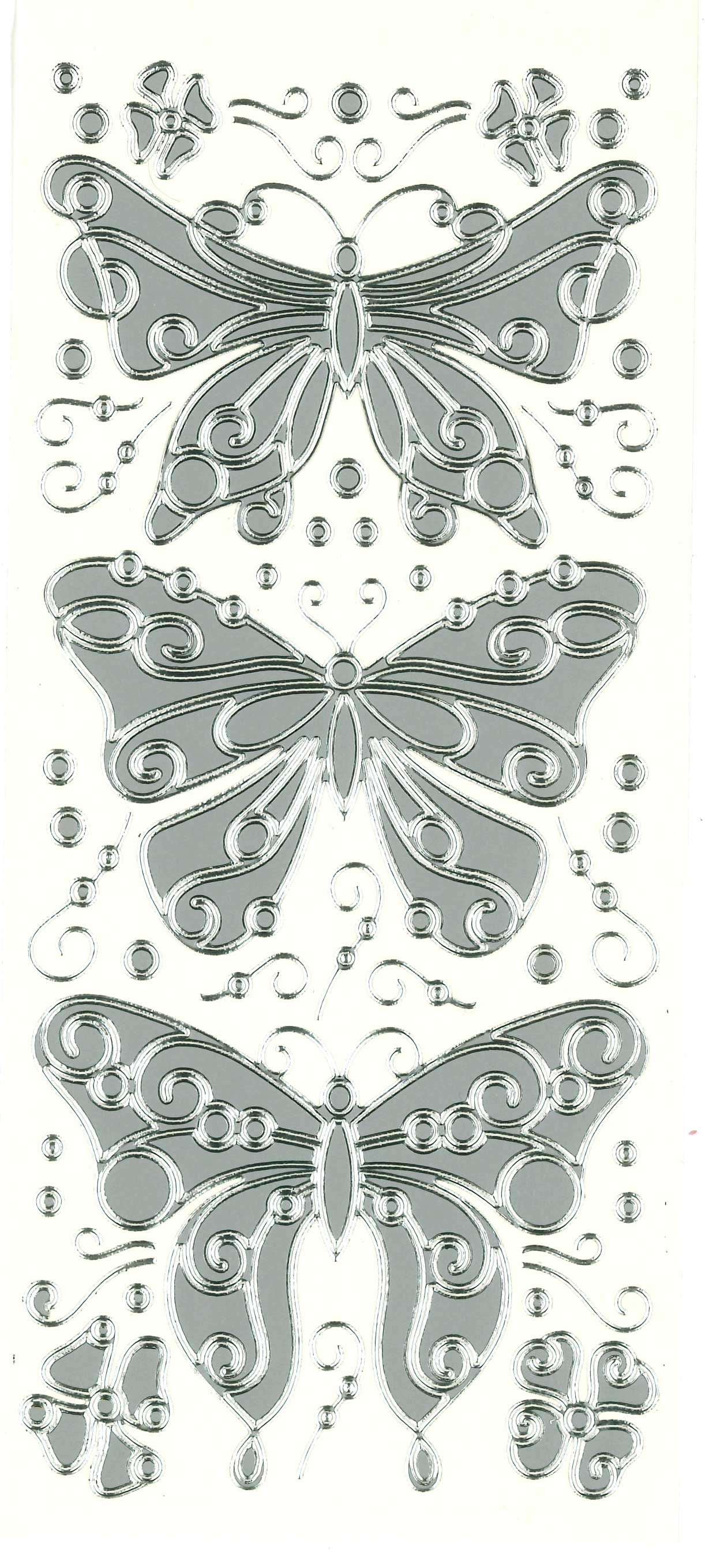 Butterflies 3 Silver Peel Off Stickers