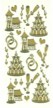 Wedding Cakes Gold Peel Off Stickers
