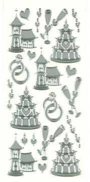 Wedding Cakes Silver Peel Off Stickers