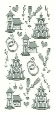 Wedding Cakes Silver Peel Off Stickers