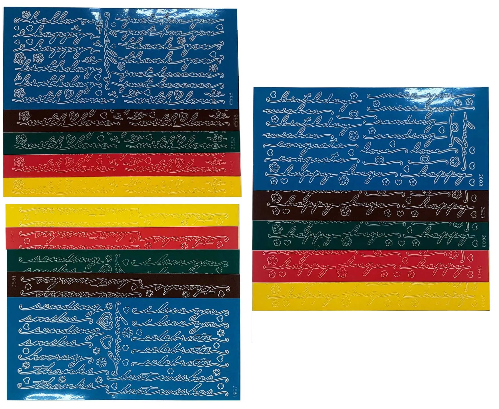 Script Greetings in Primary Colors Dazzles Stickers,18 sheets