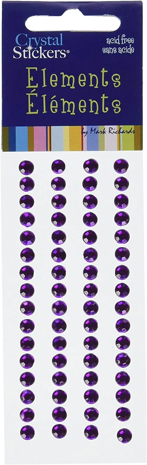 64 Purple Adhesive Crystals