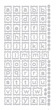 ABC's in Frames, silver Peel Offs