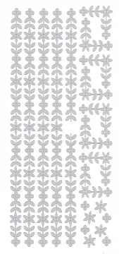 Flower and Leaves Border Silver Peel Off Stickers