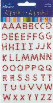 Alphabet Red Crystal Adhesive, 1/2" tall