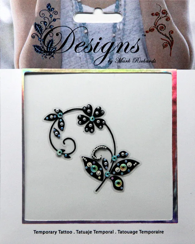 Flower Sprig with Crystals Rub-On