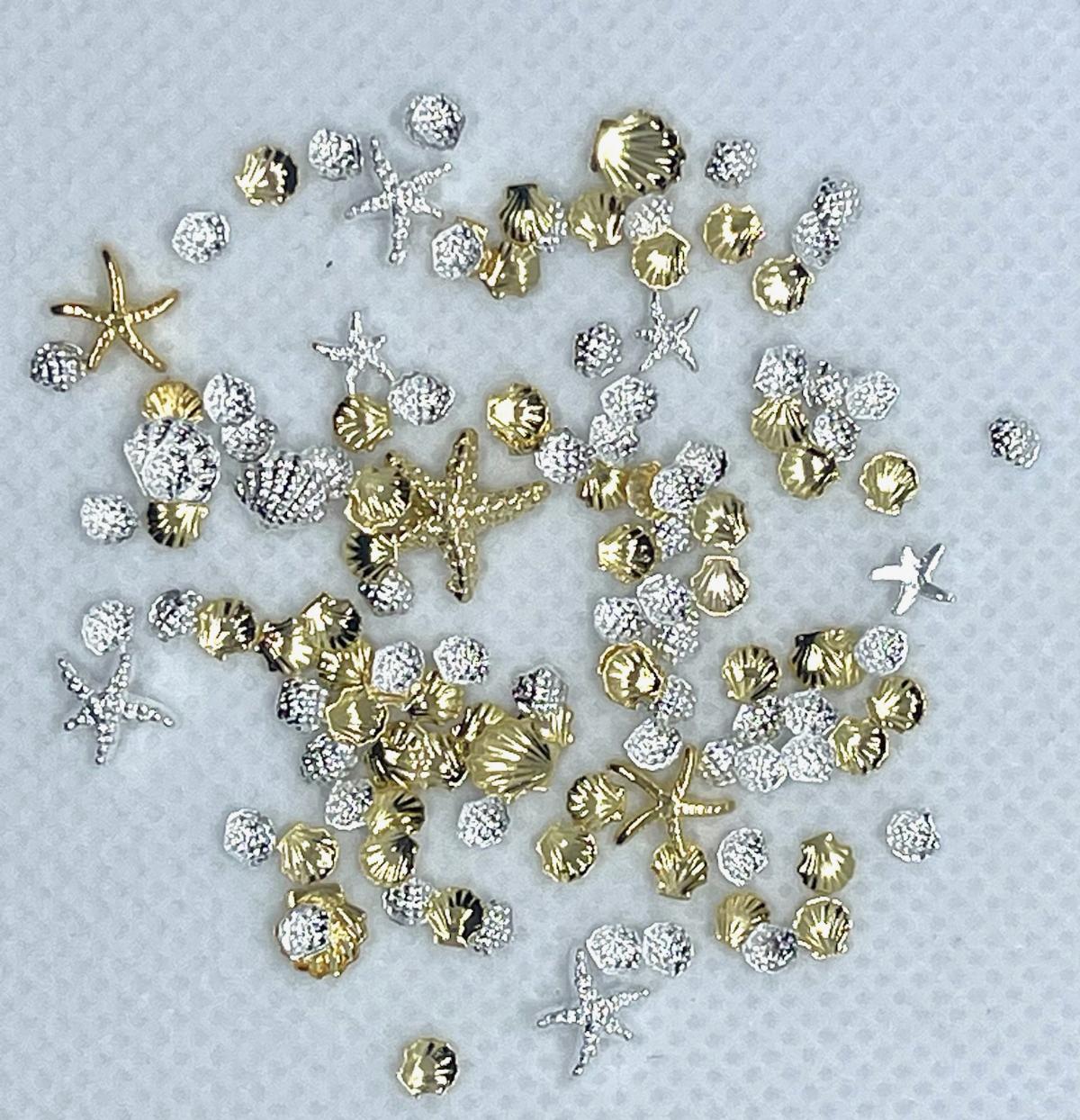 Small Shells and Starfish Inclusions, Gold & Silver