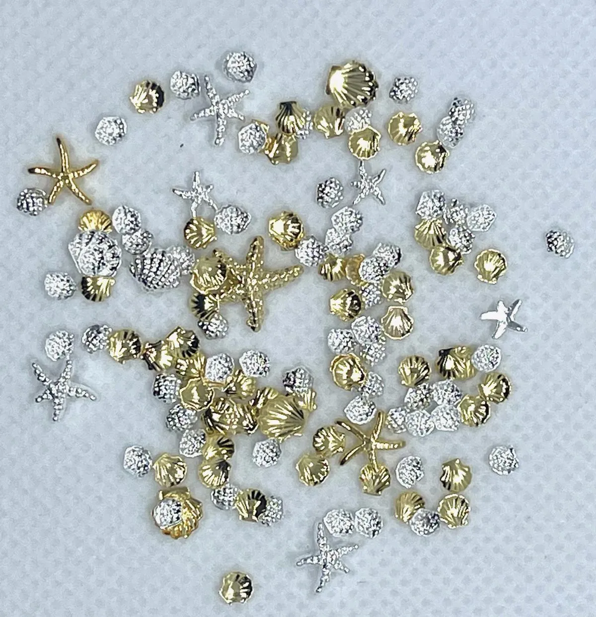 Small Shells and Starfish Inclusions, Gold & Silver