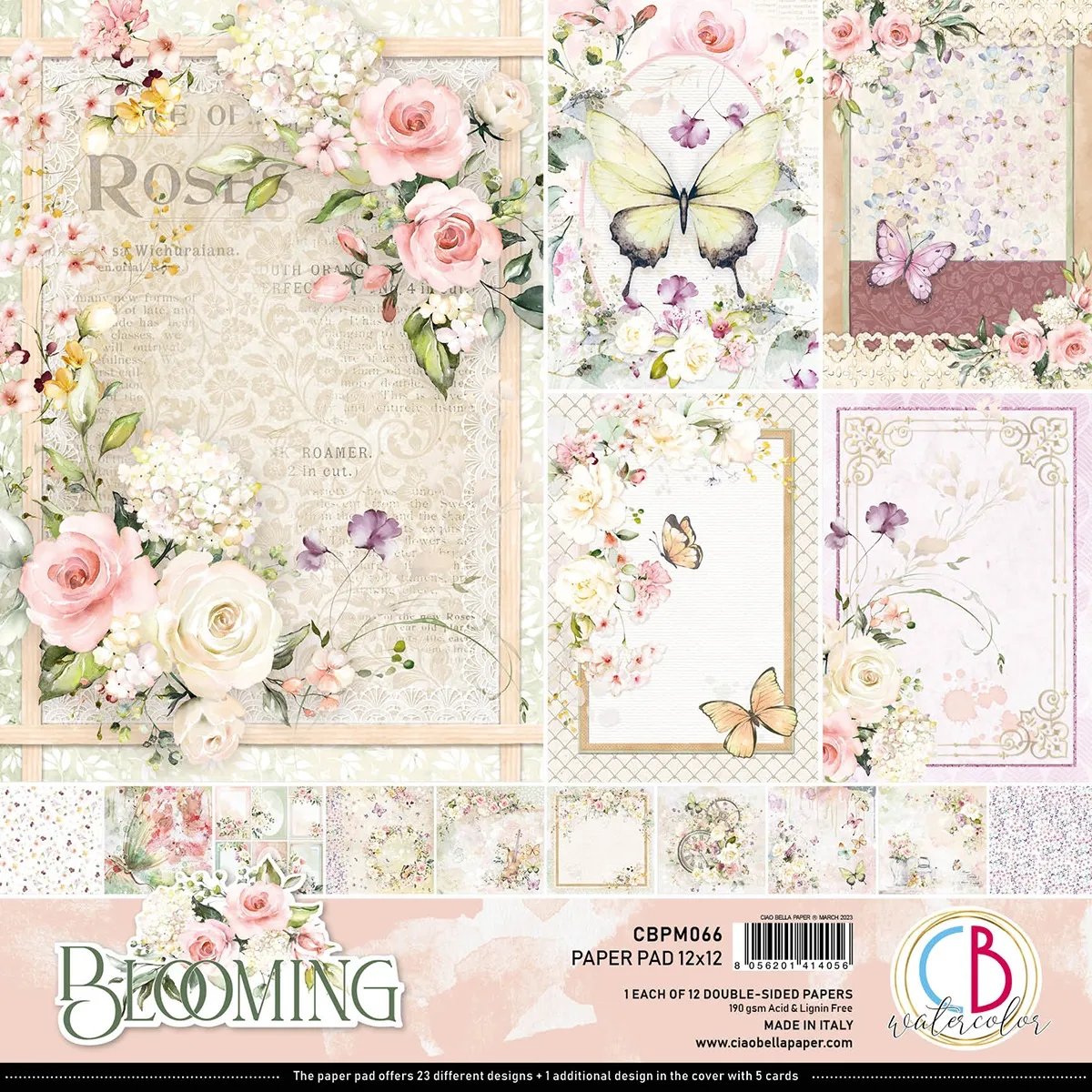 Blooming 12x12 papers, 12 sheets
