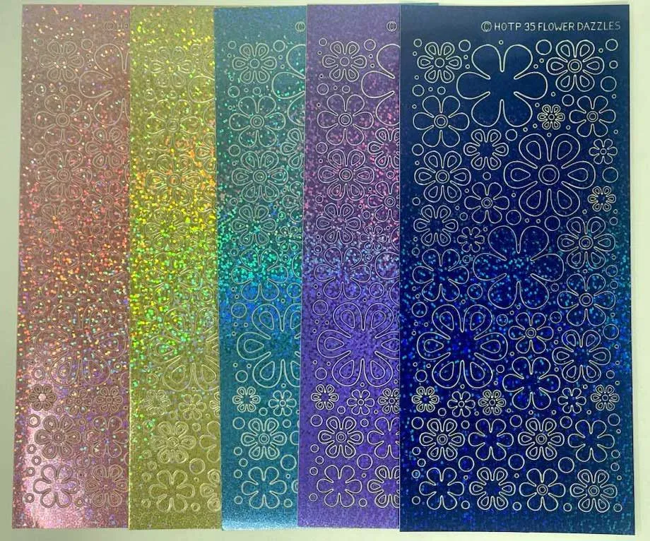 Flower Glitter Dazzle stickers, 5 sheets, 175 flowers