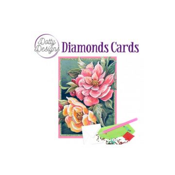 Red and Yellow Flower Diamond Card