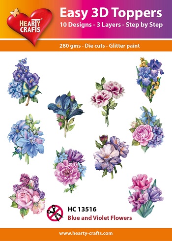 Violet & Blue Flowers 3D Toppers