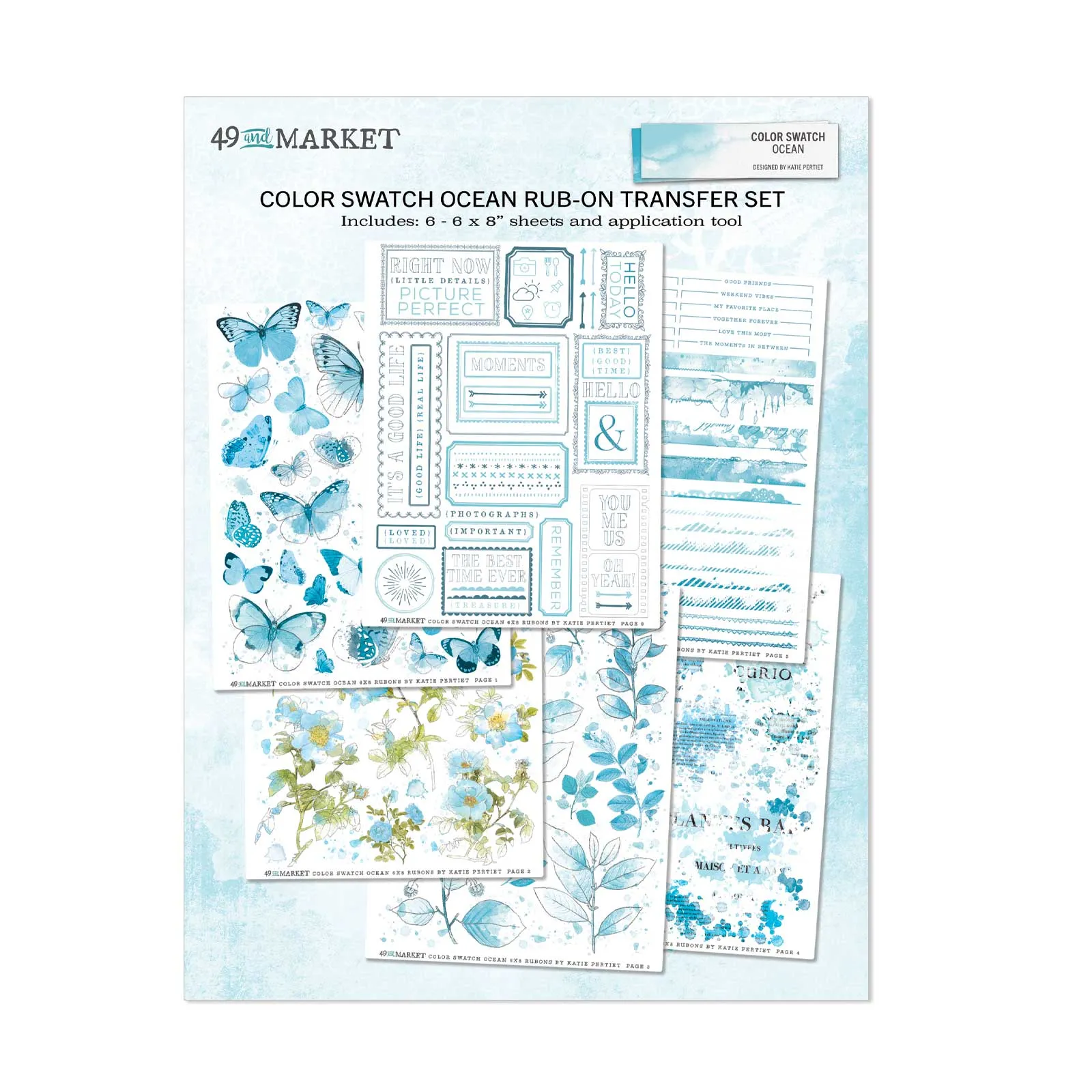 Color Swatch Ocean 6x8 Rub-on Transfer Set