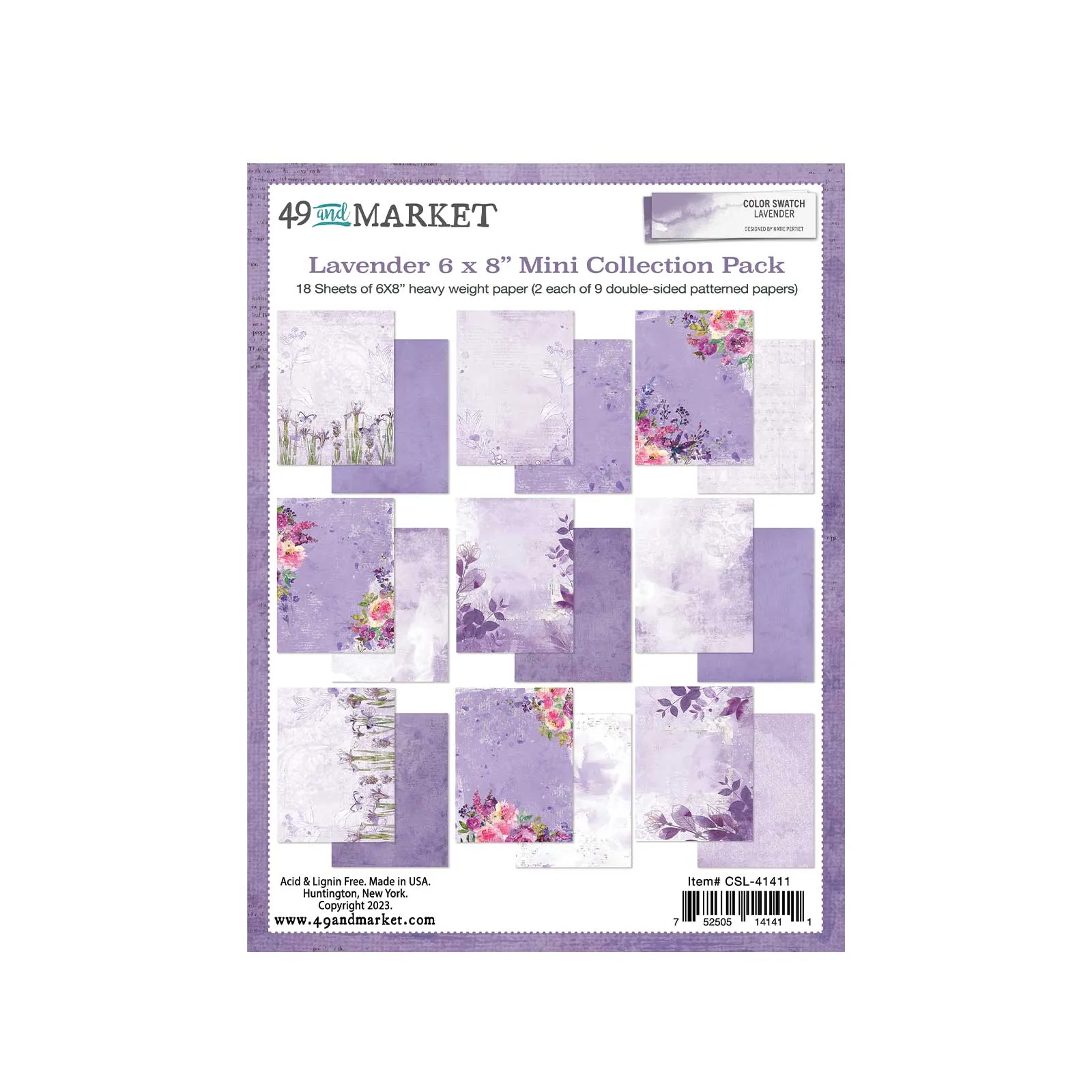 Color Swatch Lavender 6x8 Mini Collection Paper Pack