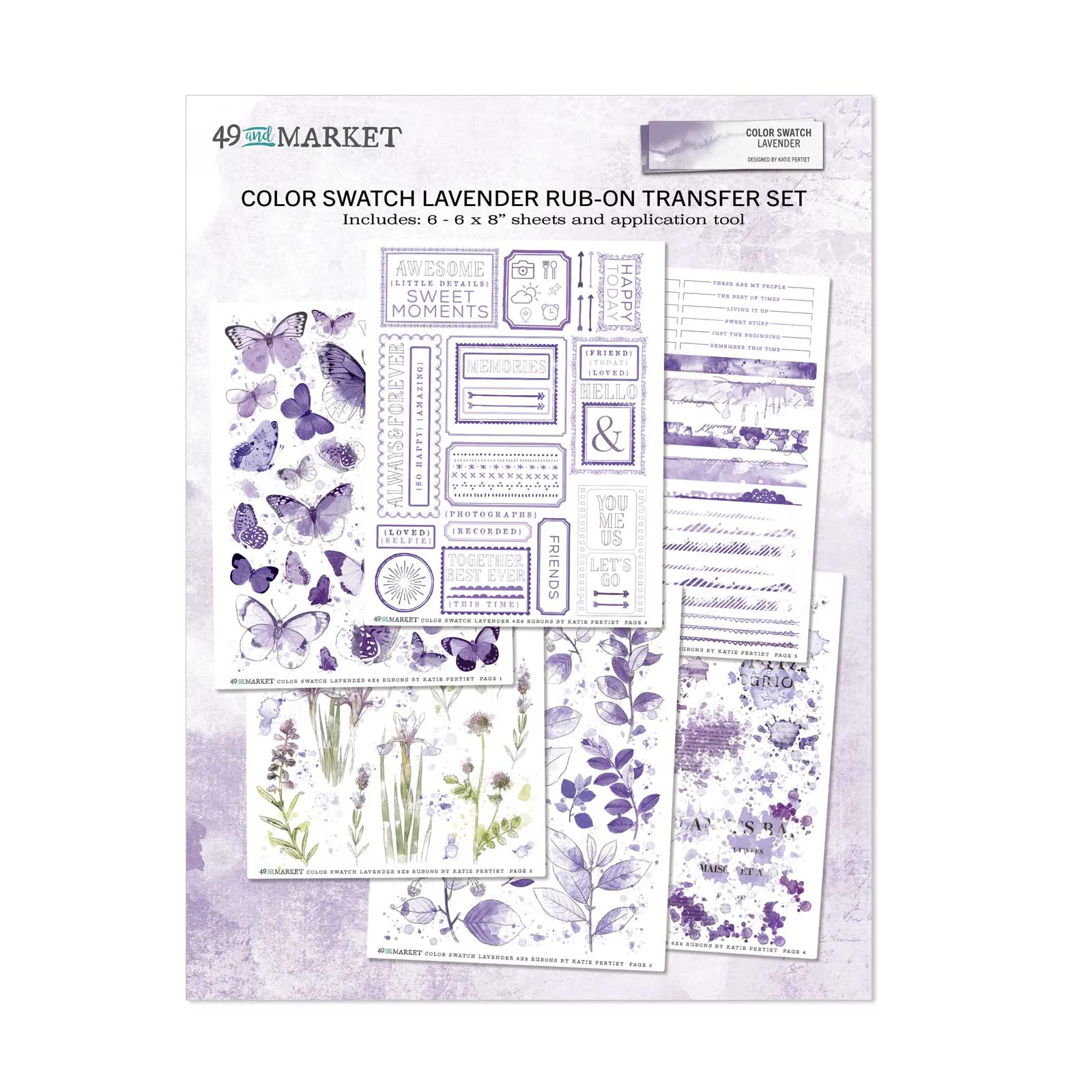 Color Swatch Lavender 6x8 Rub-on Transfer Set