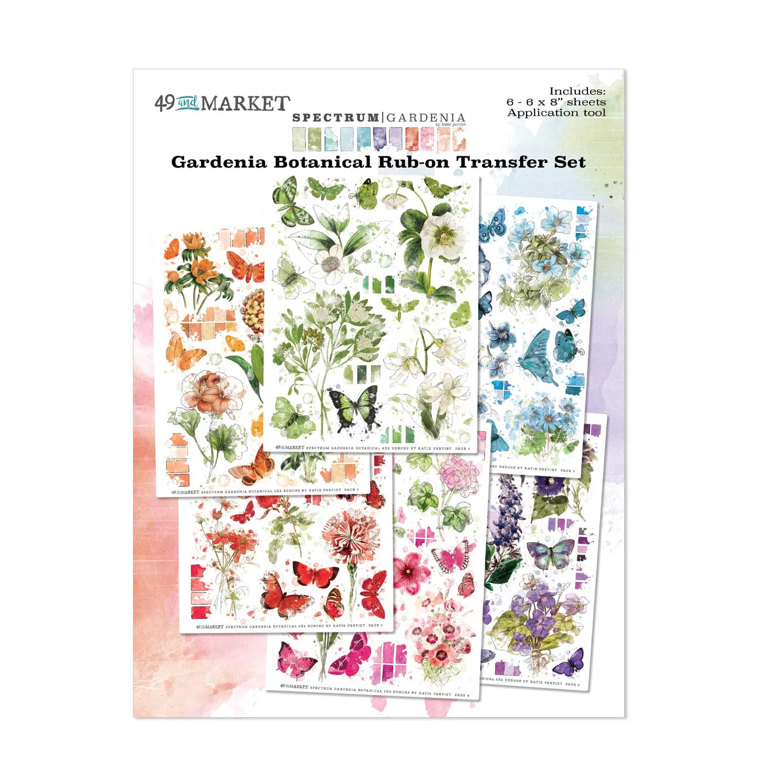 Spectrum Gardenia 6x8 Botanical Rub-on Transfer Set