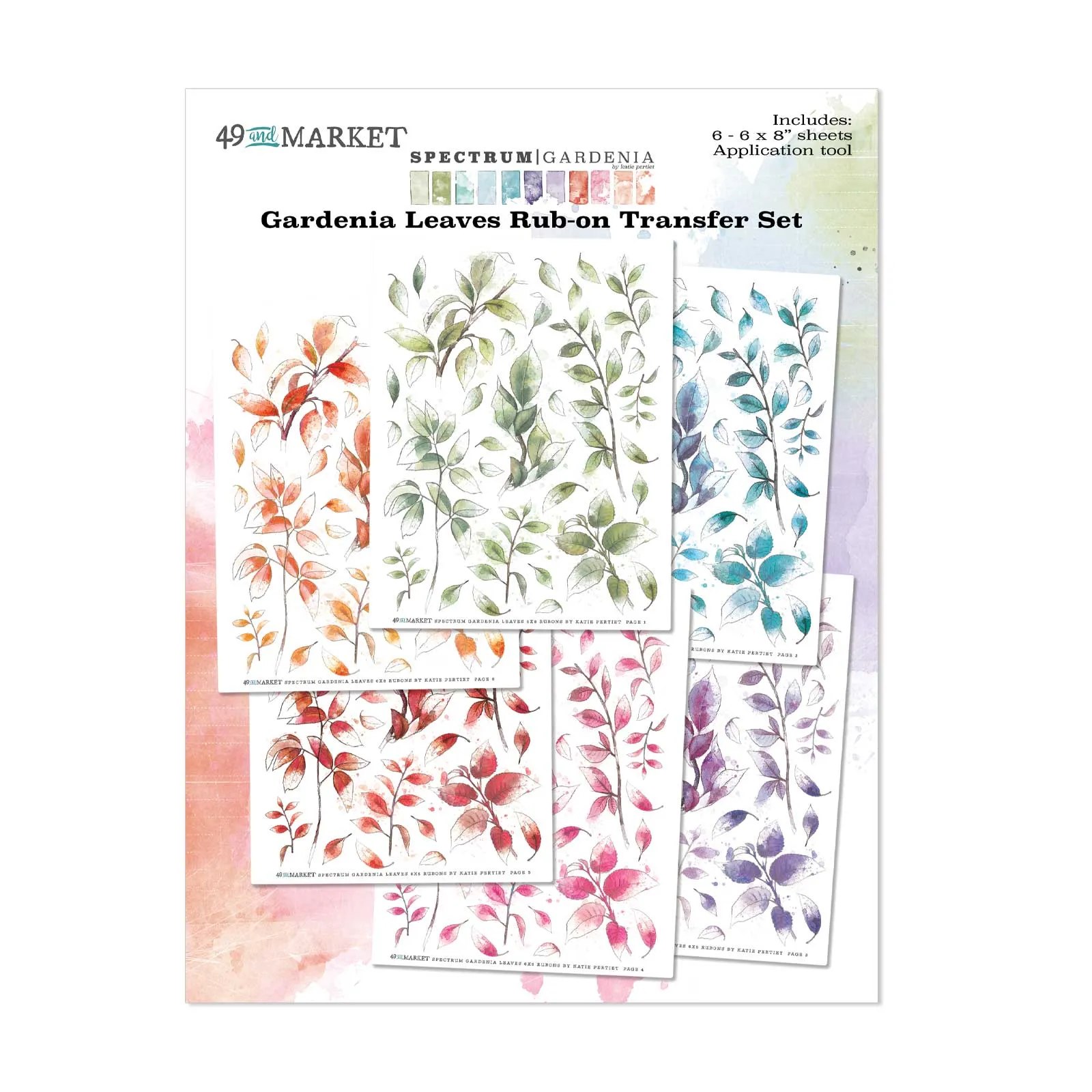 Spectrum Gardenia 6x8 Leaves Rub-on Transfer Set