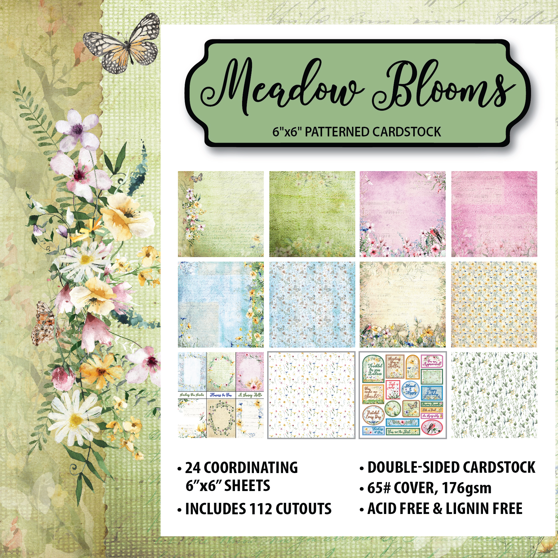 Meadow Blooms 6x6 Patterned Cardstock
