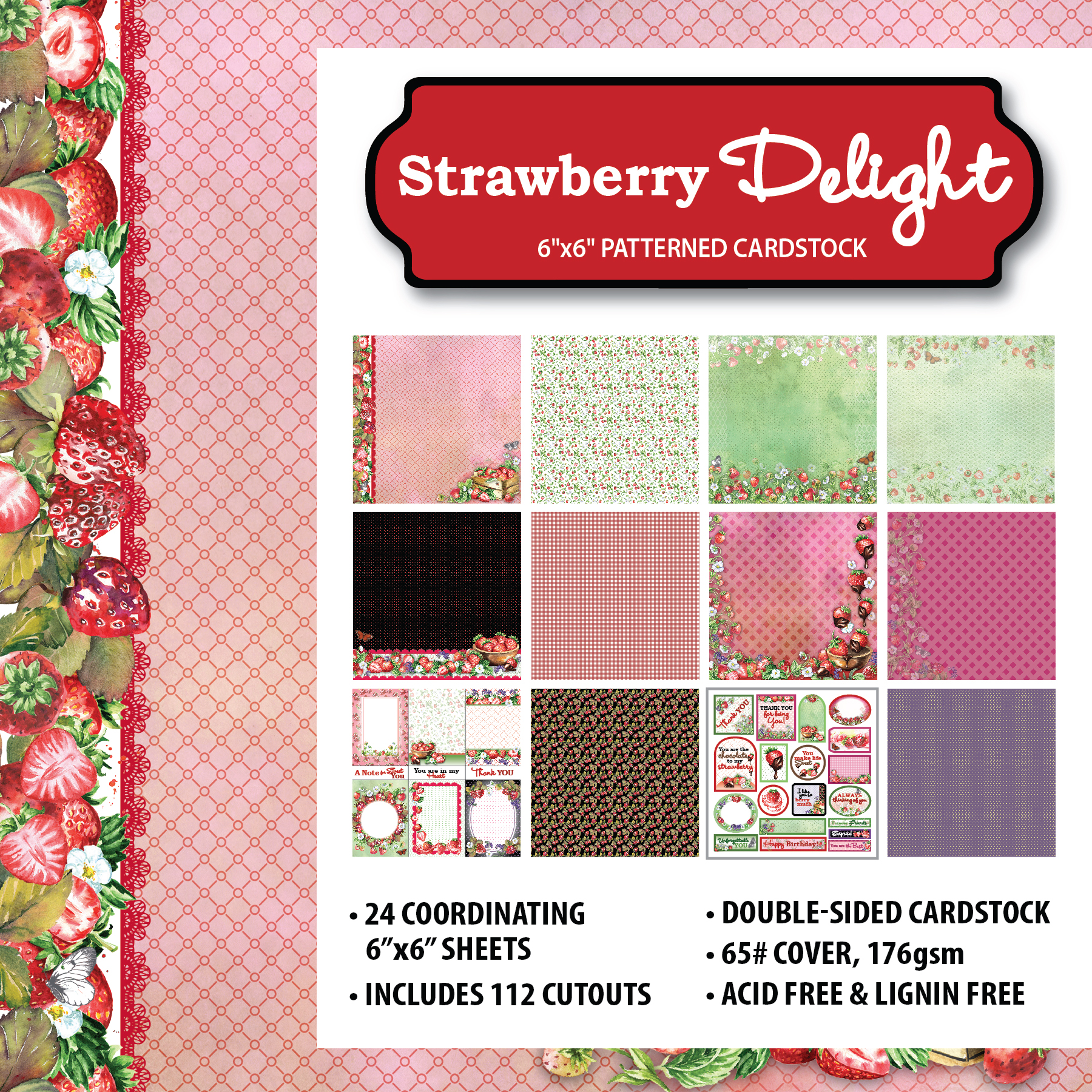 Strawberry Delight 6x6 Patterned Cardstock
