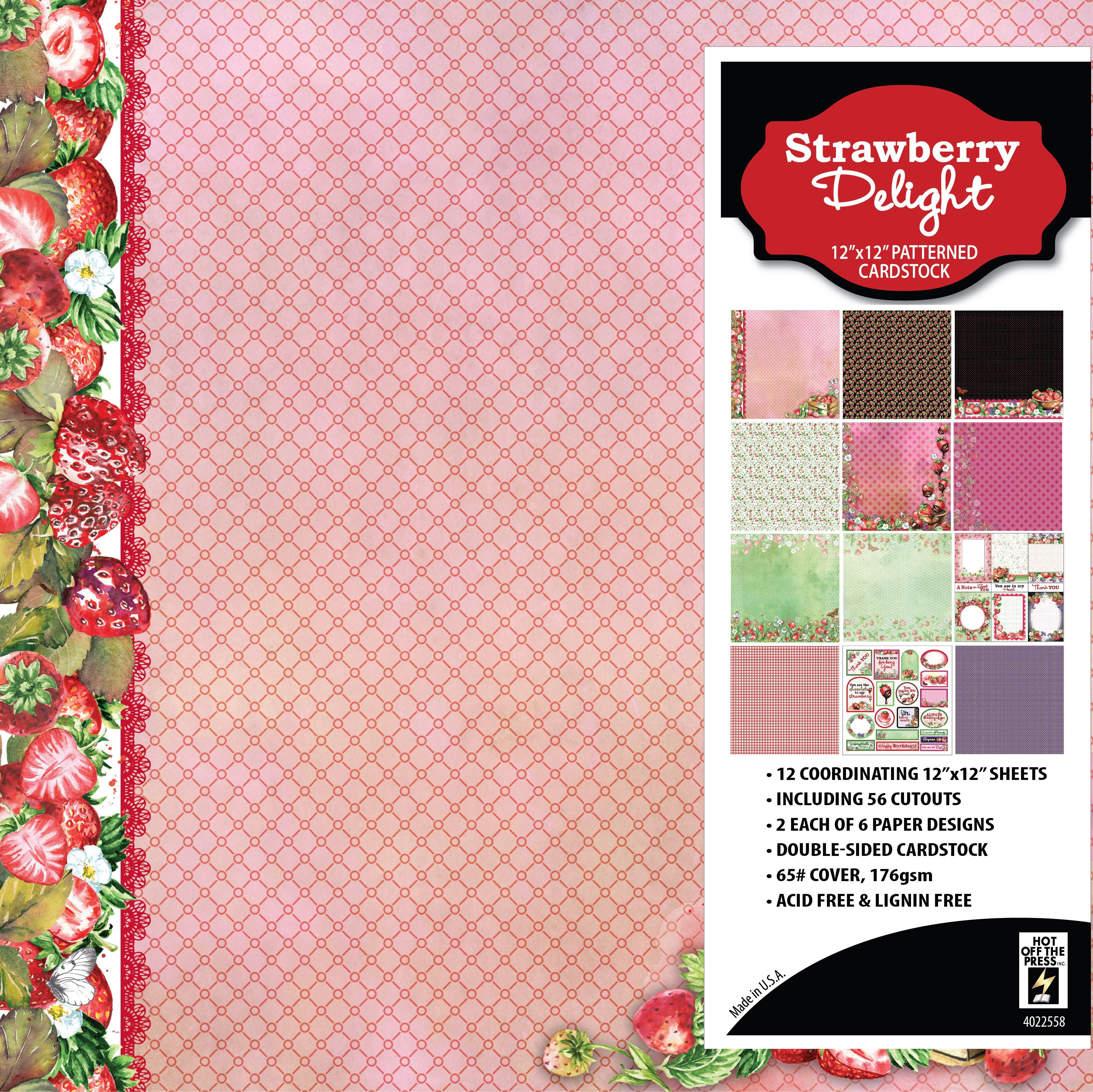 Strawberry Delight 12x12 Patterned Cardstock