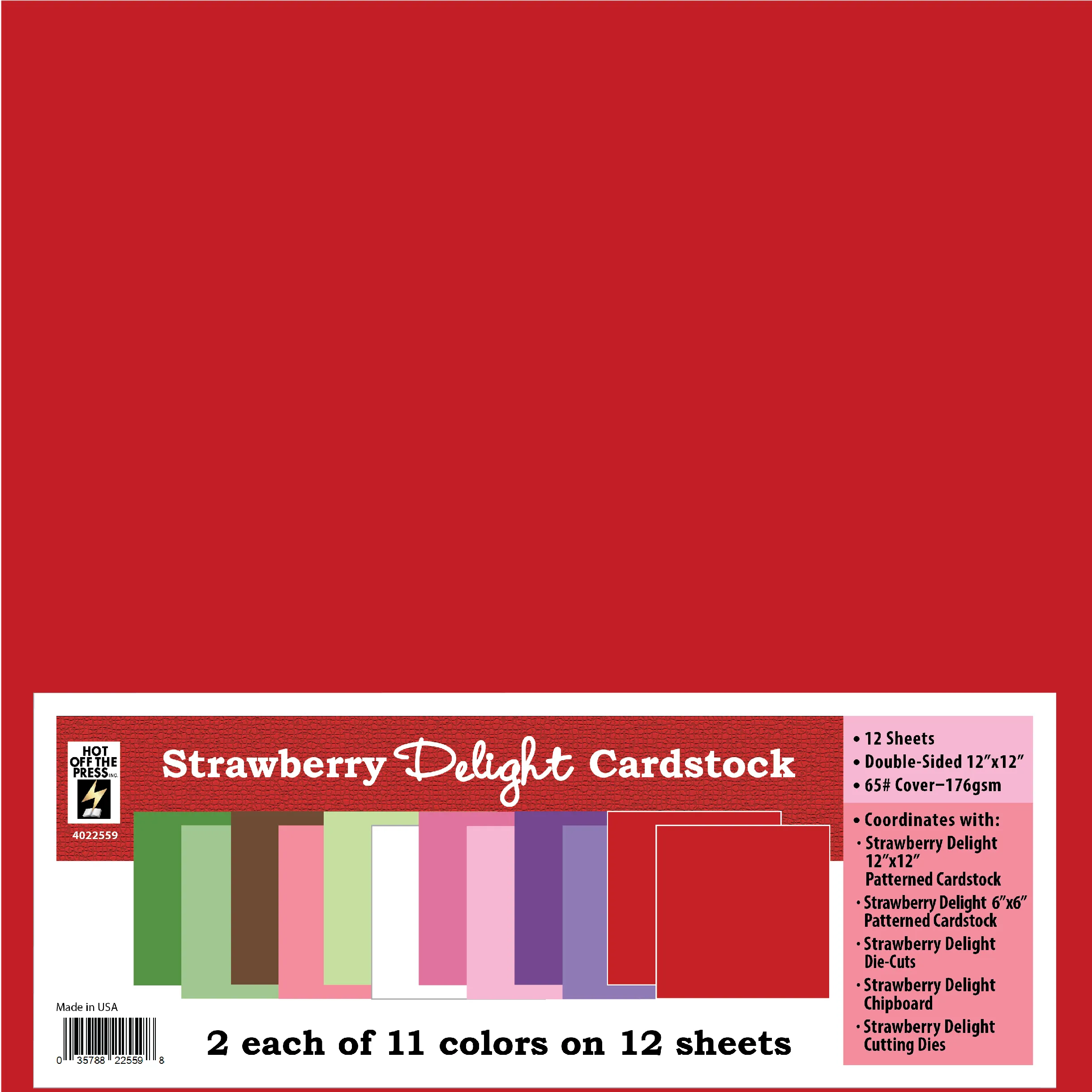 Strawberry Delight 12x12 Solid Cardstock