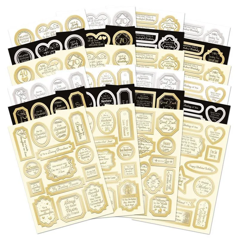 Stickables Self-Adhesive Foiled Sentiments Selection - Essential Colours