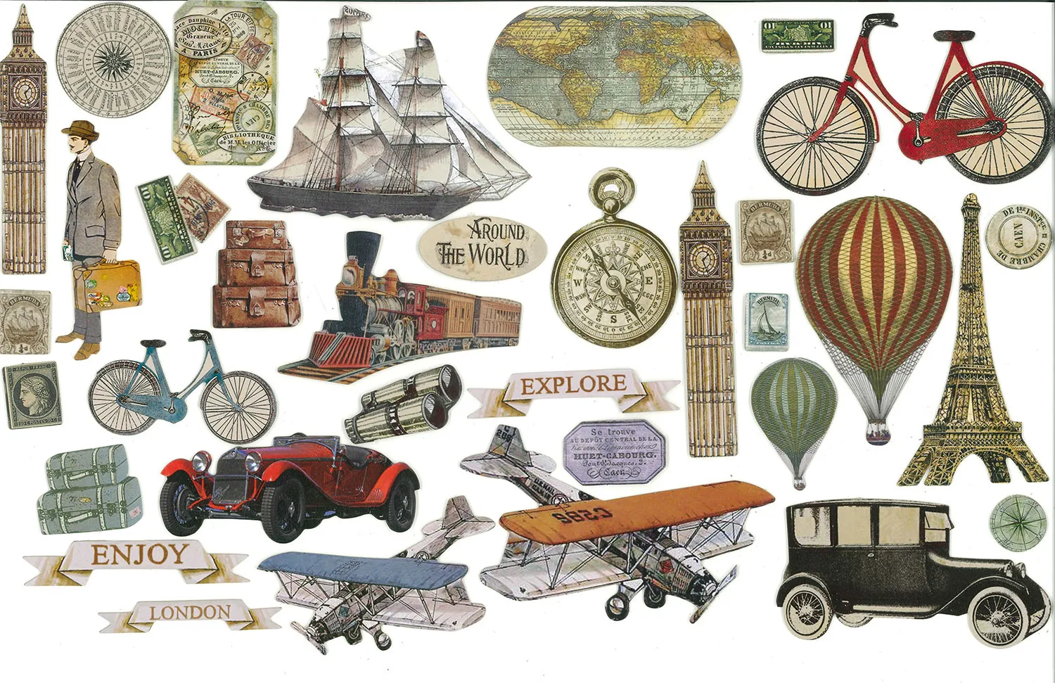 Around the World Die-Cuts, 37 pieces